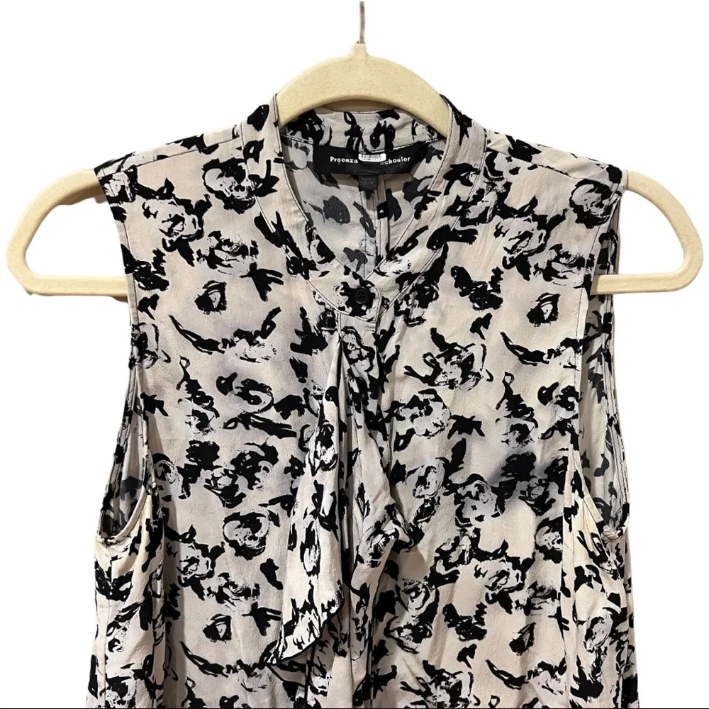 Proenza Schouler Silk Scribble Rose Ruffle Top (8) - Picture 7 of 11